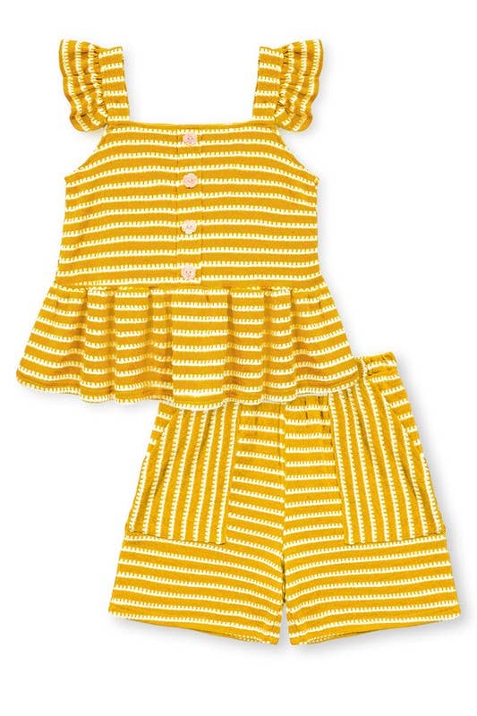 GKSS-Q25-3338B Girl's 2 pc Striped Short Set