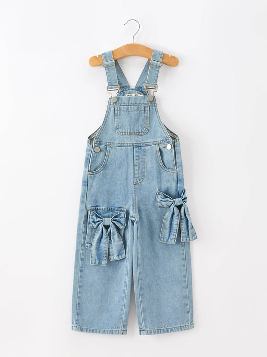 Denim Bow Overalls