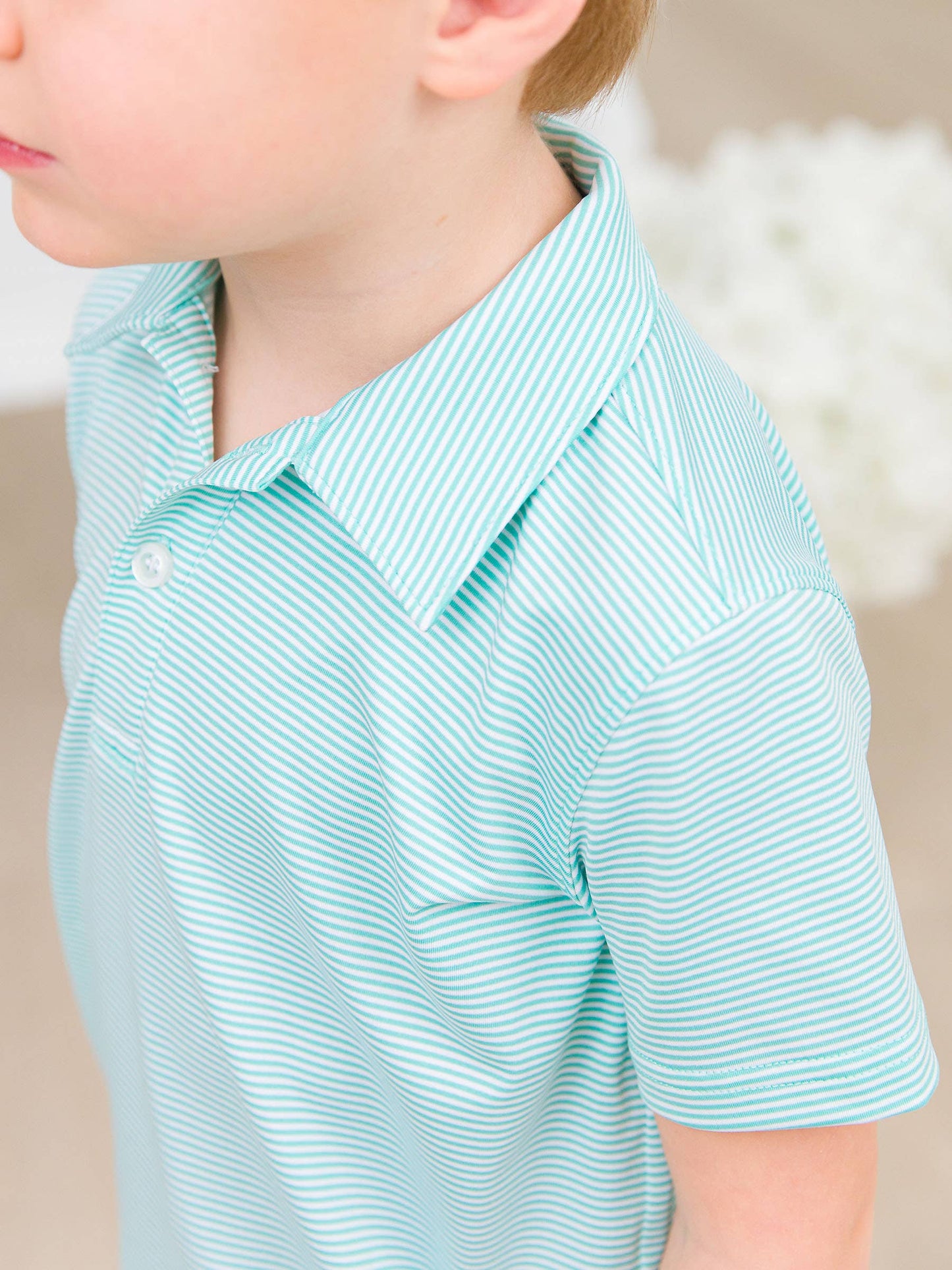Green Micro Stripe Short Sleeve Polo
