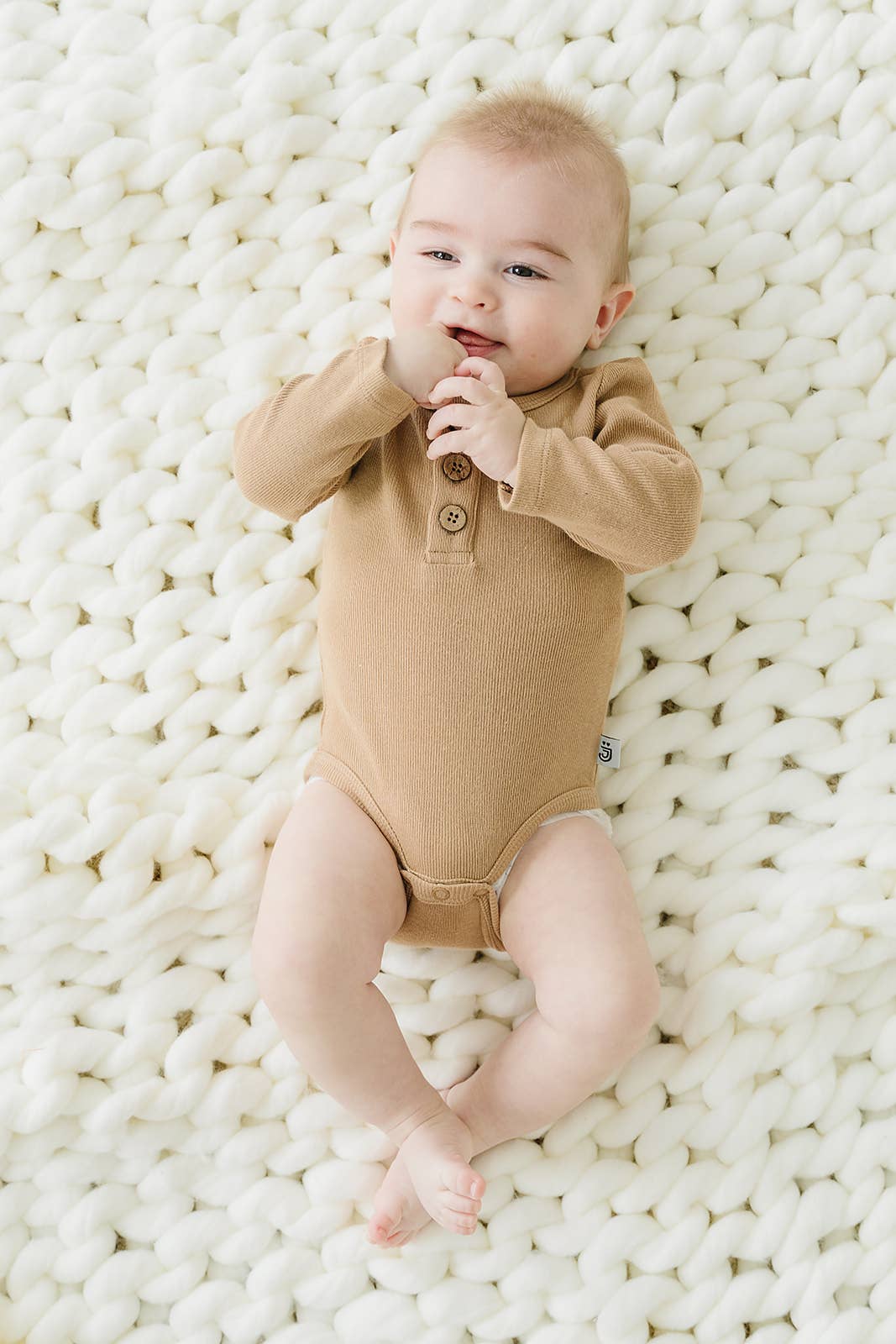 Organic 3 Button Bodysuit | Latte