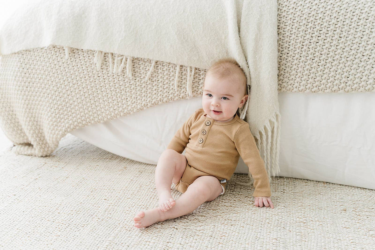 Organic 3 Button Bodysuit | Latte