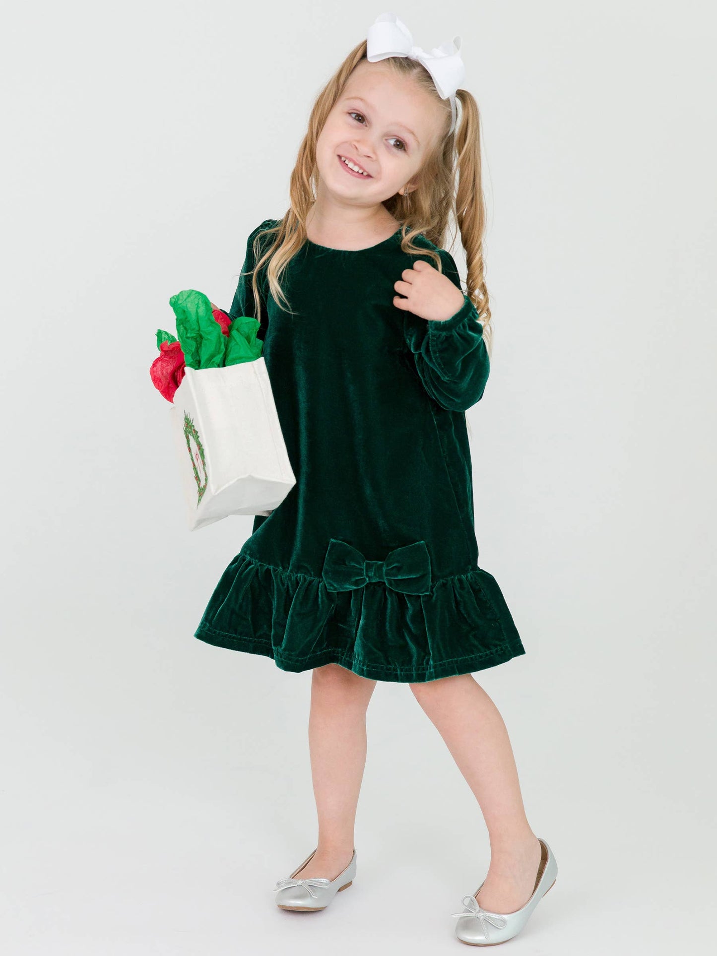 Green Velvet Long Sleeve Dress