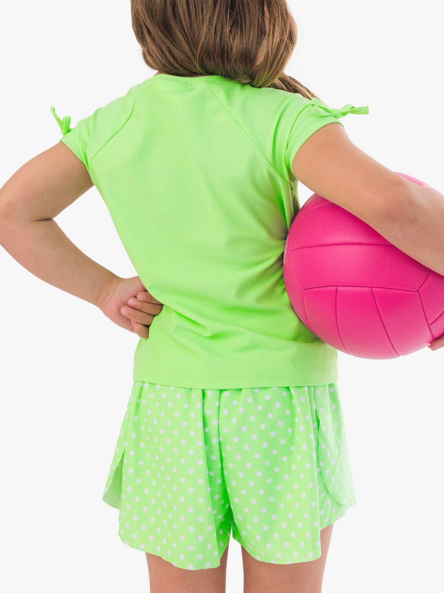 Girls Neon Honeydew Polka Dot Active Butterfly Shorts