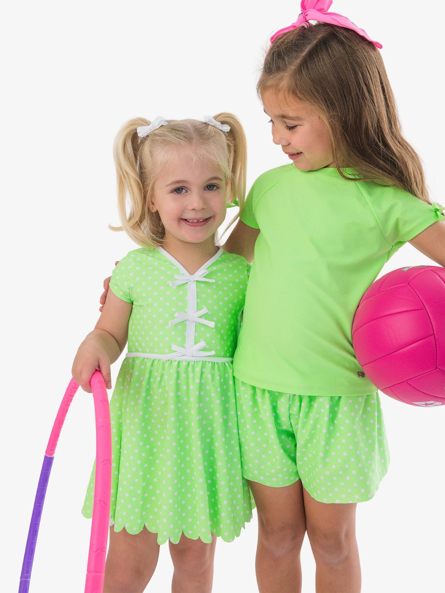 Girls Neon Honeydew Polka Dot Active Butterfly Shorts