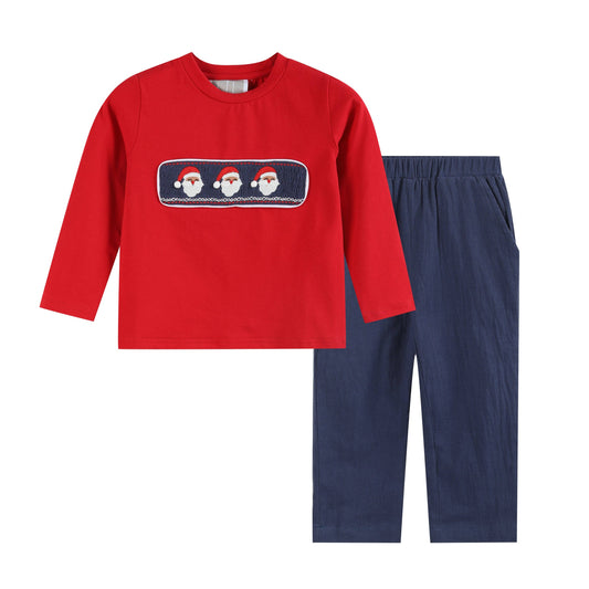 Red Santa Smocked Set