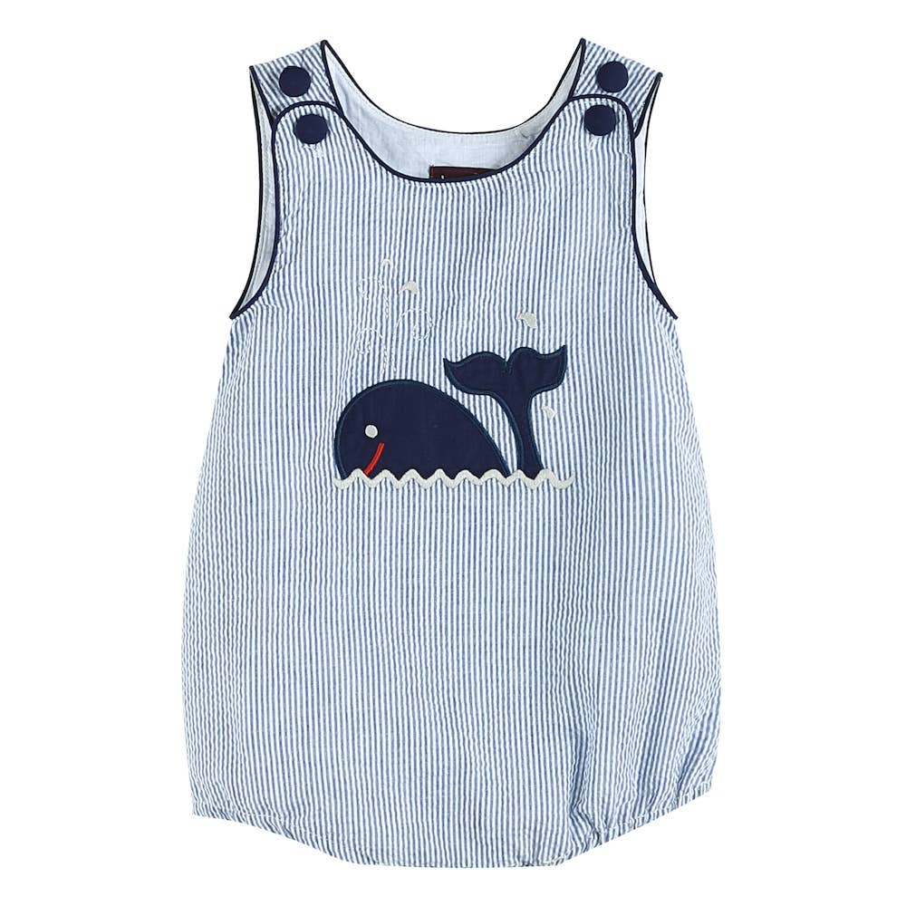 Seersucker Whale Bubble Romper