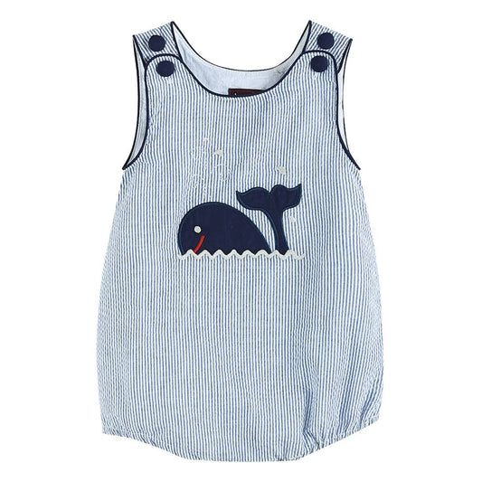 Seersucker Whale Bubble Romper