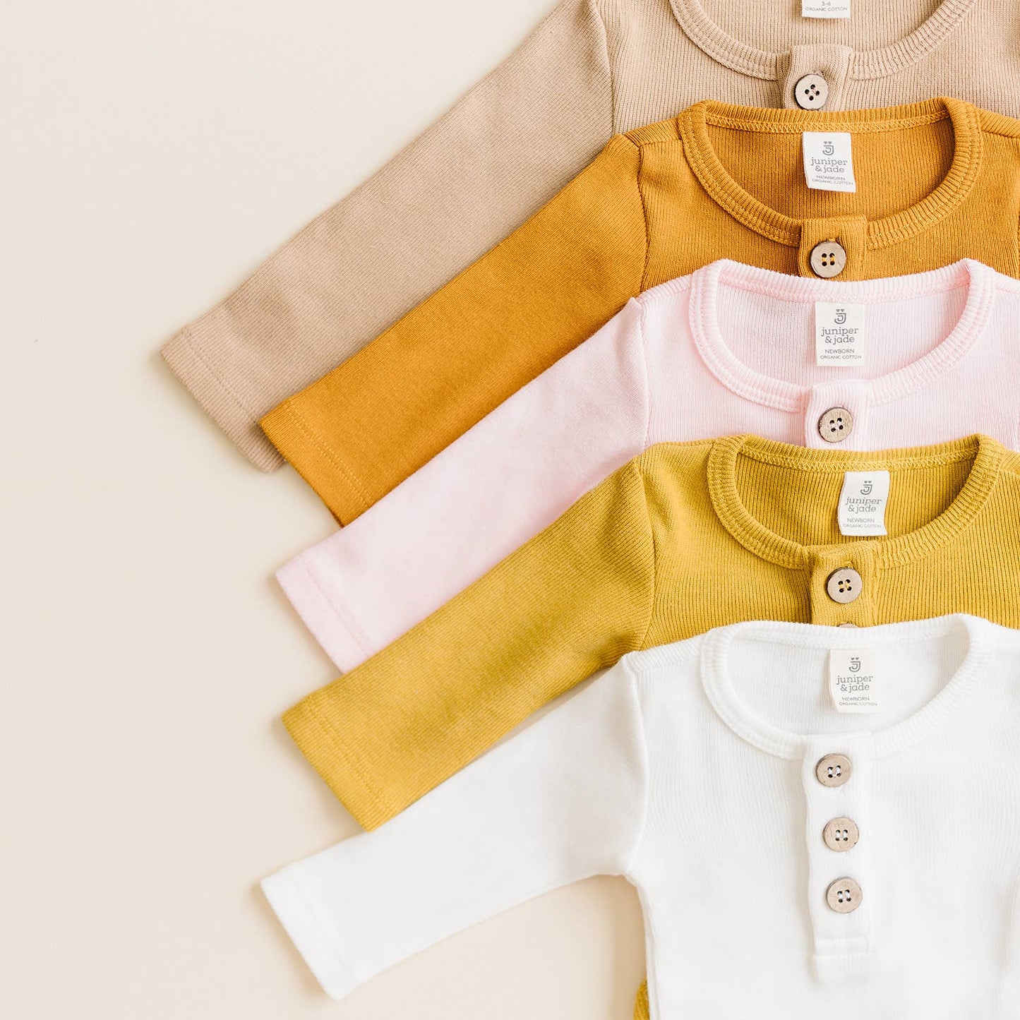 Organic 3 Button Bodysuit | Latte