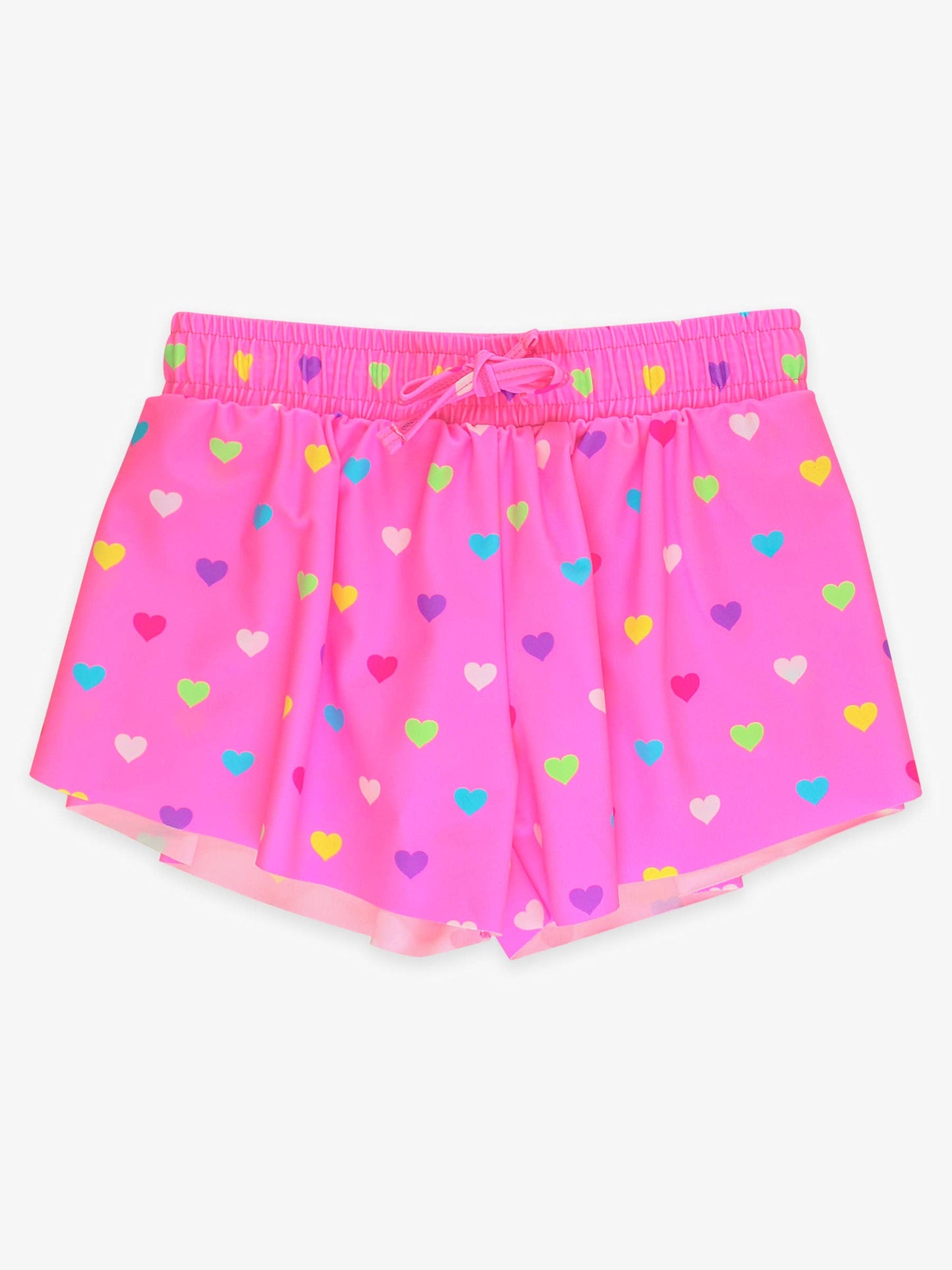 Neon Pink Colorful Hearts Active Shorts