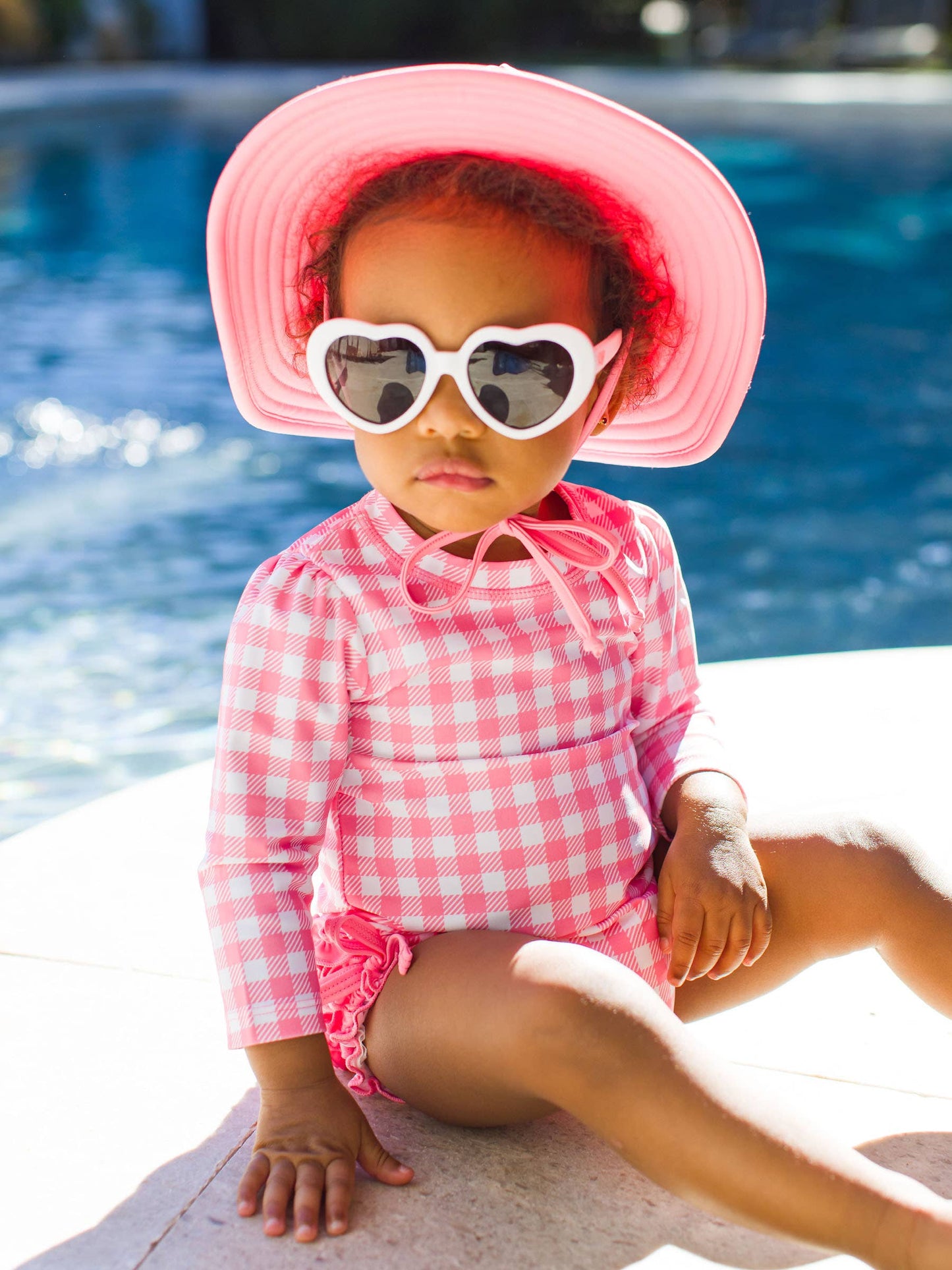 Gingham Rash Guard Swimsuit