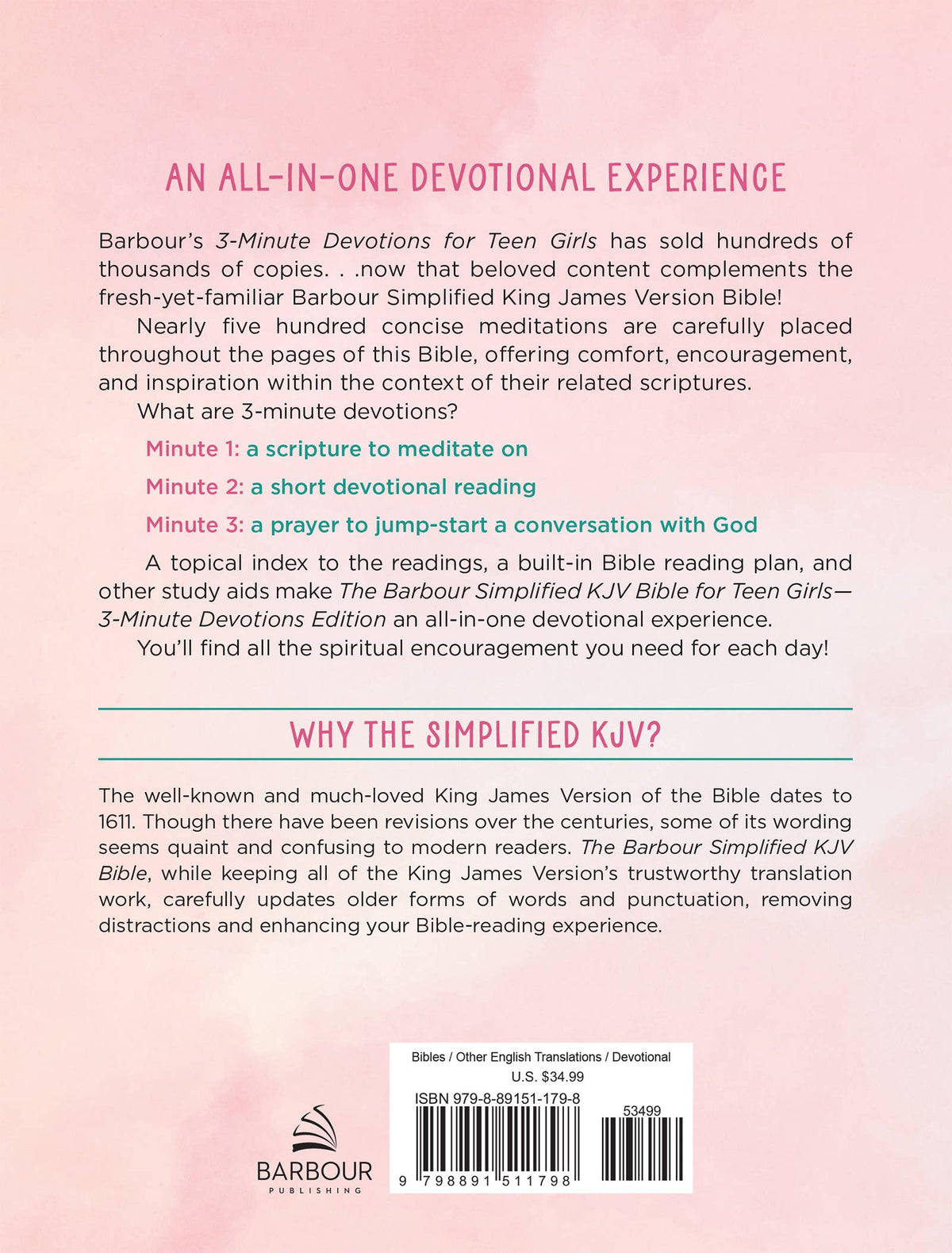The Barbour Simplified KJV Bible for Teen Girls