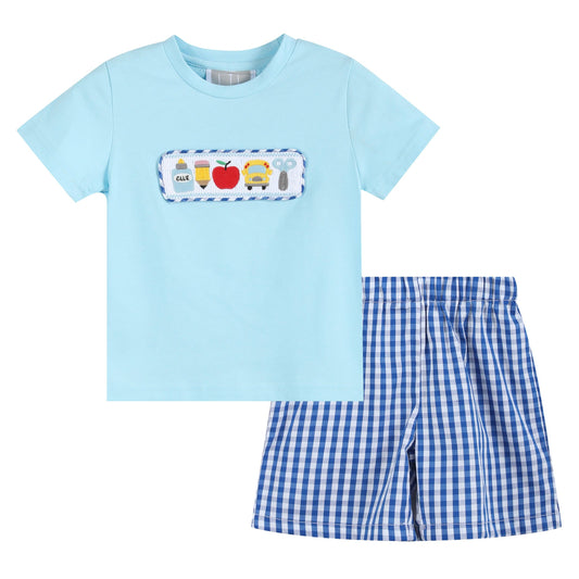Smocked School Shirt and Shorts Set