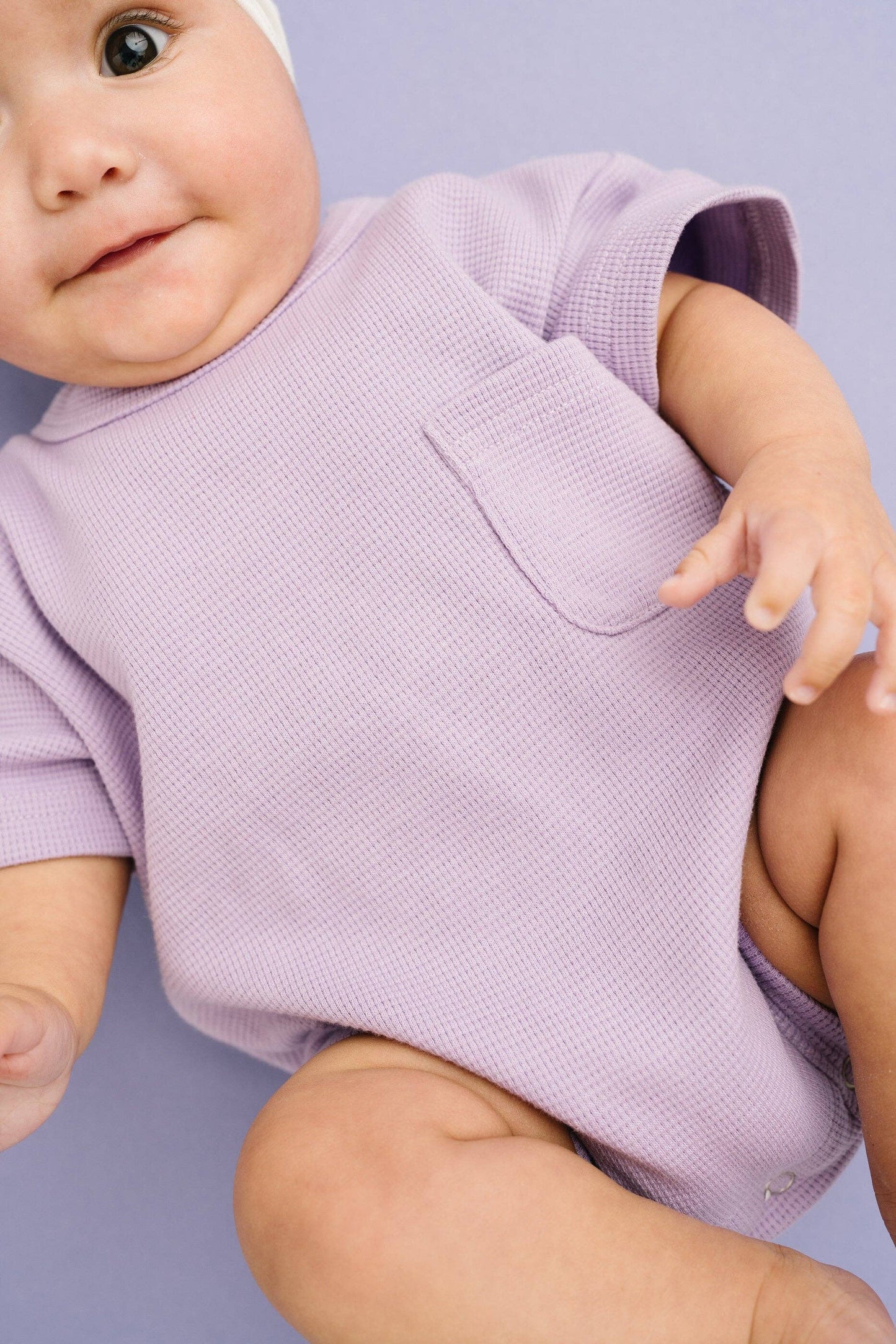 Lilac Waffle Pocket Romper