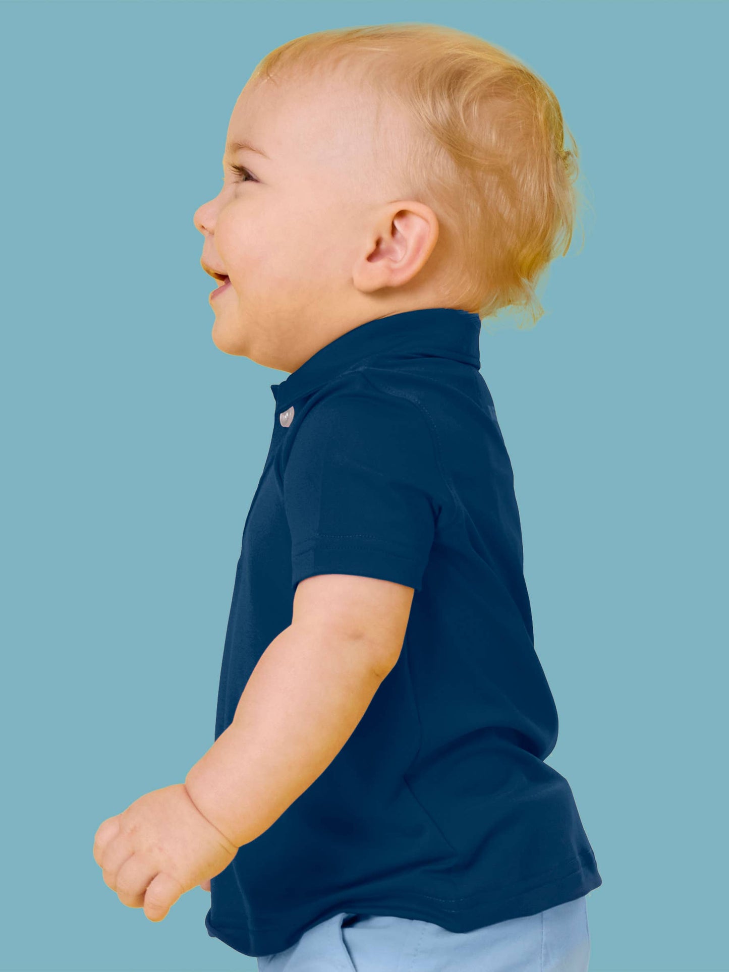 Boys Dark Navy Knit Short Sleeve Performance Polo