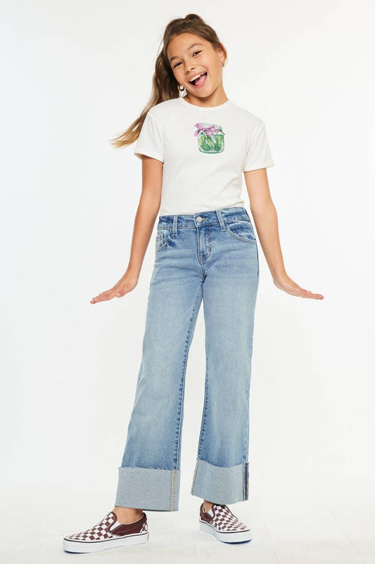 YOUTH MID RISE CROP WIDE FLARE-YC78027M