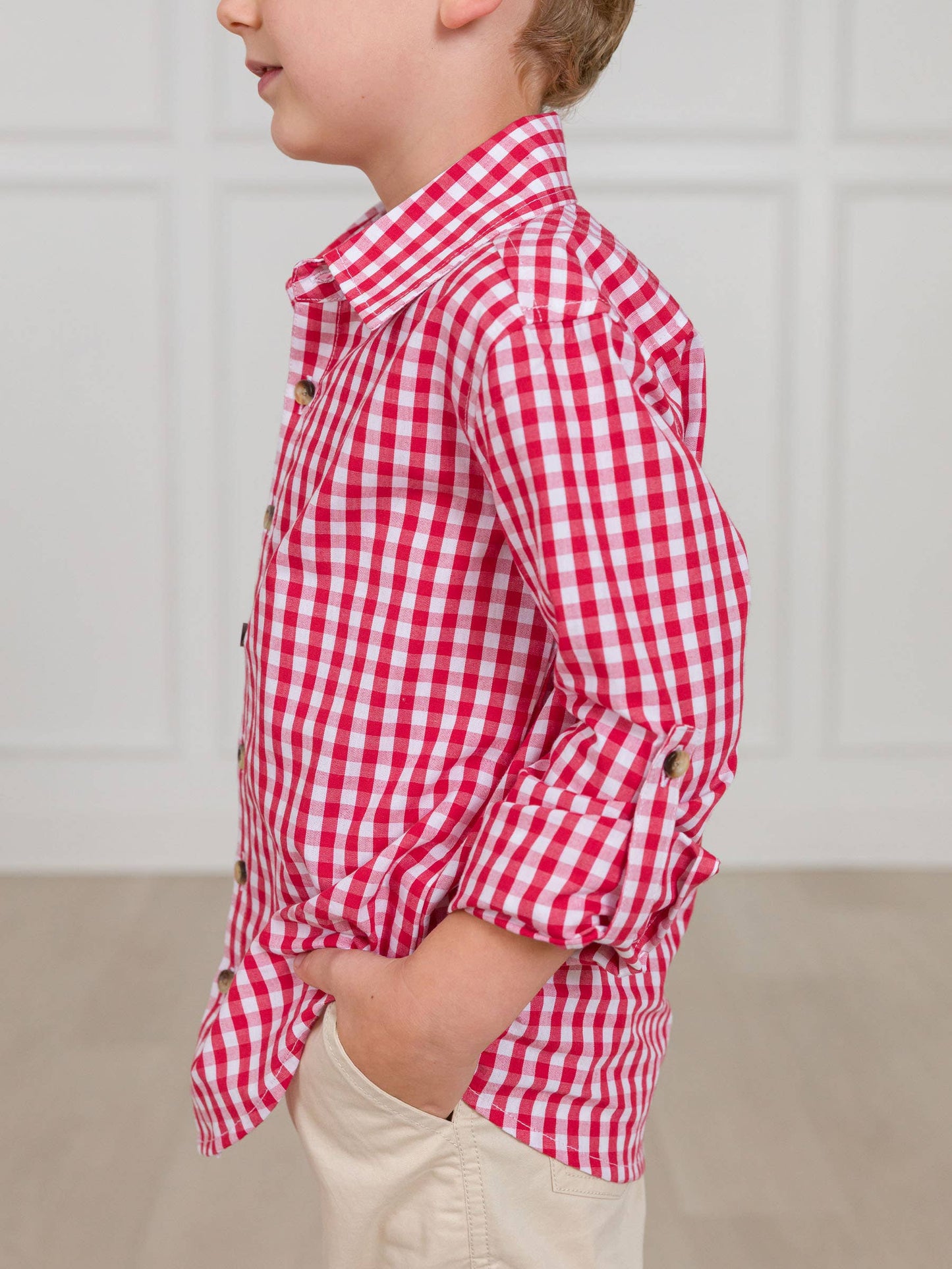 Classic Red Gingham Long Sleeve Button Down
