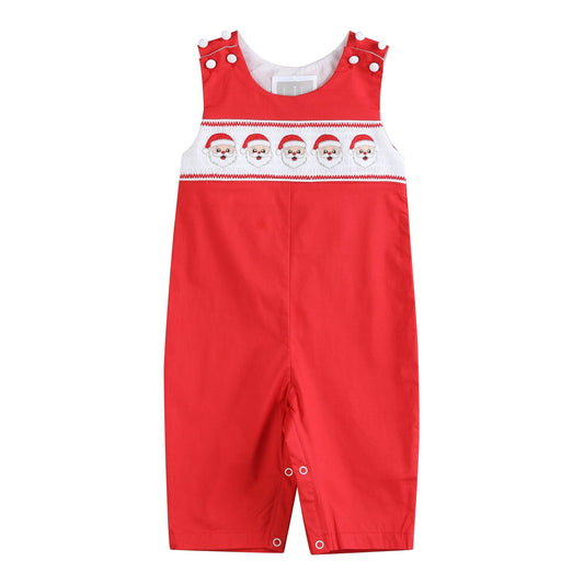 Red Santa Smocked Overalls