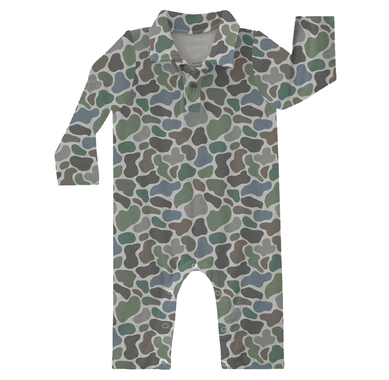 Pebble Camo - LS Polo Romper