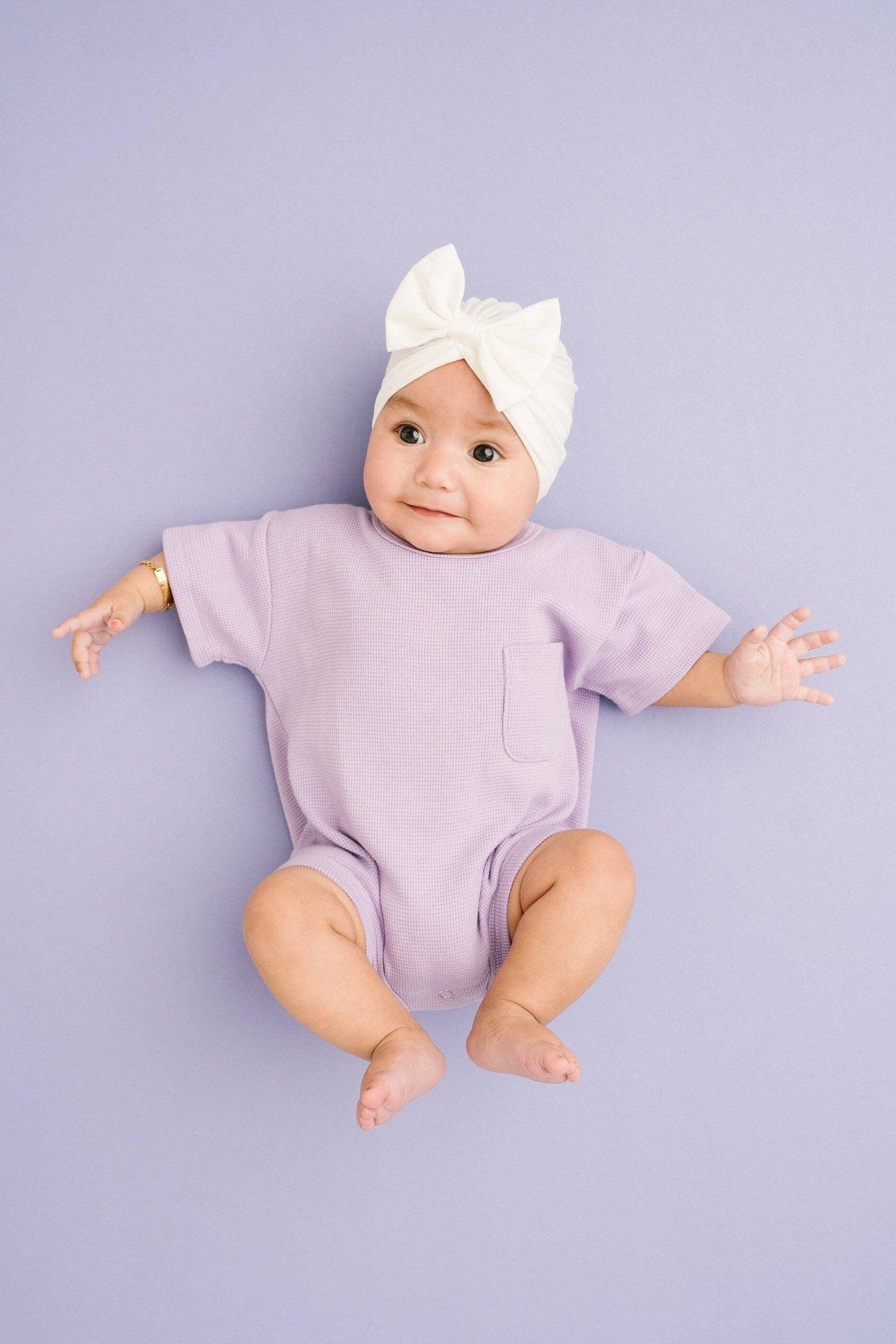 Lilac Waffle Pocket Romper