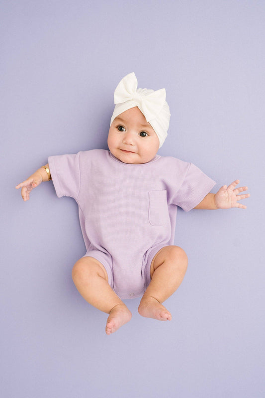 Lilac Waffle Pocket Romper