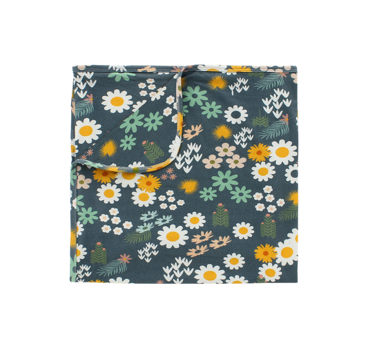 Blue Daisy Bamboo Baby Blanket