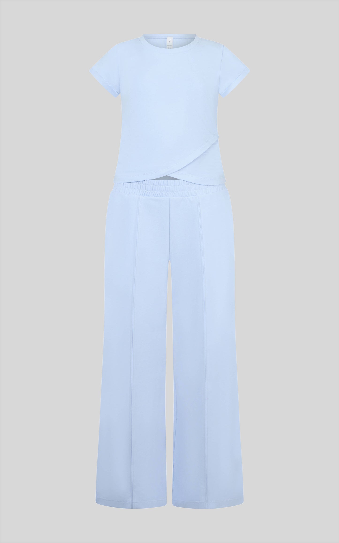 Tween Girls Jersey Crew Neck Short Sleeve Top and Wide Leg Pants