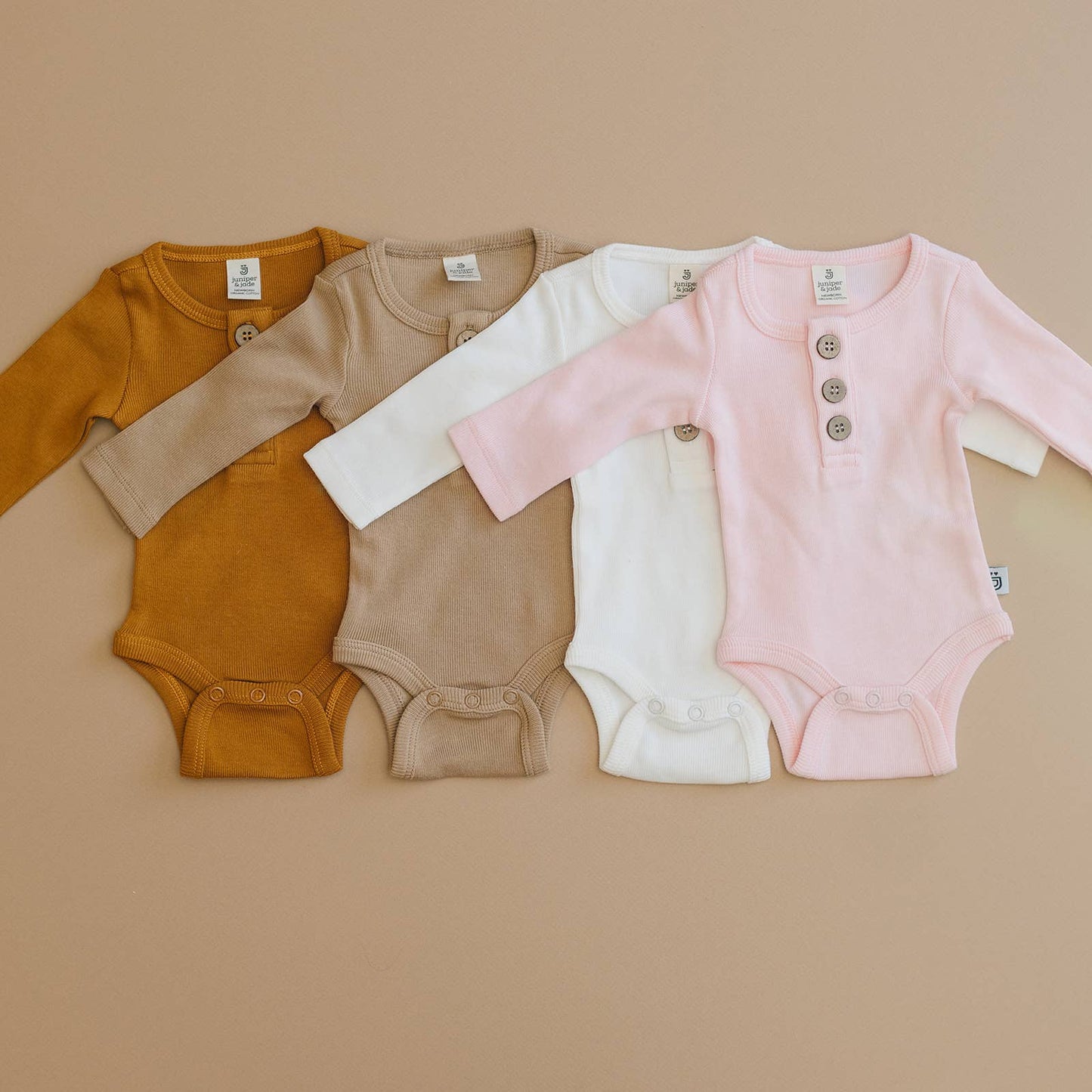 Organic 3 Button Bodysuit | Latte