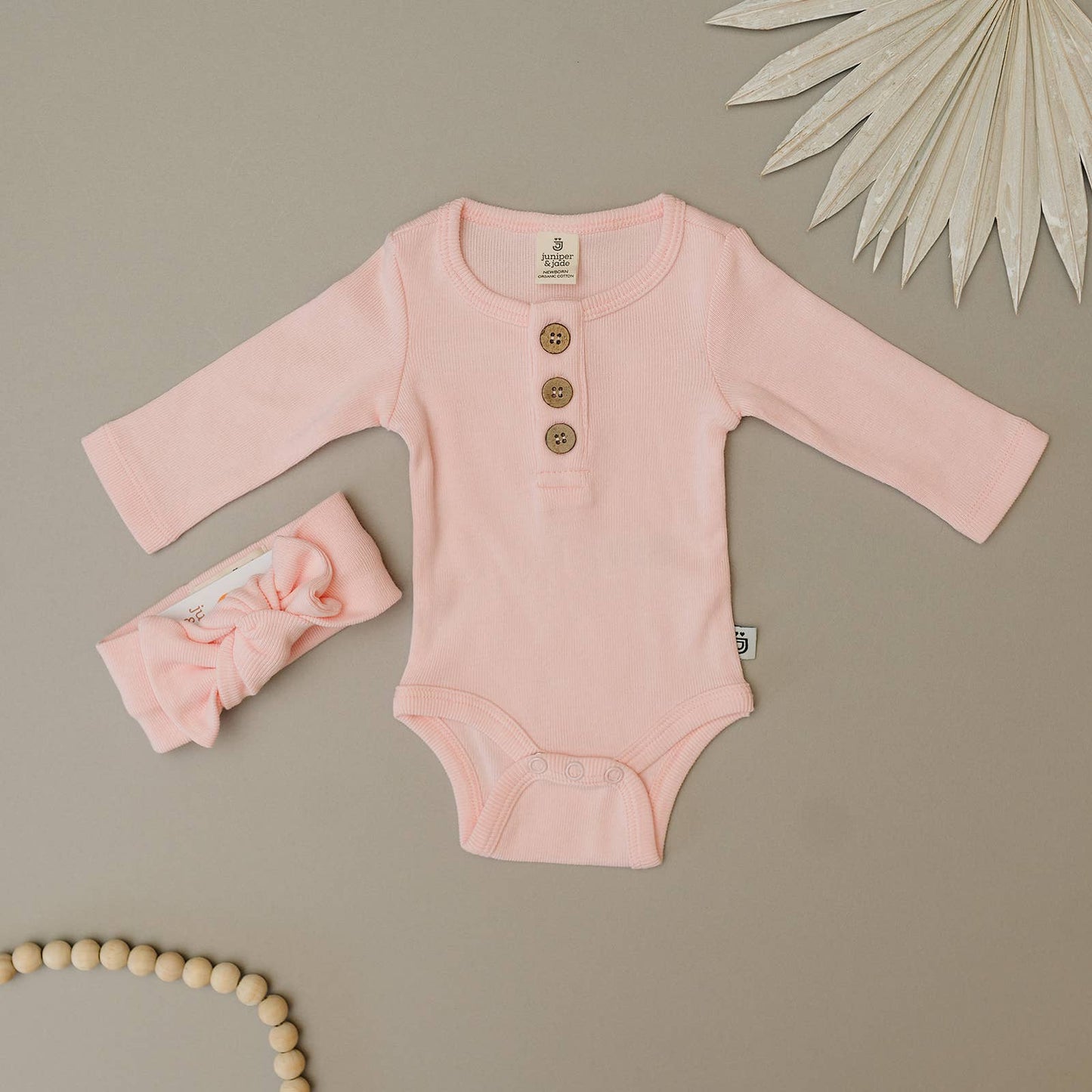 Organic 3 Button Bodysuit | Pink