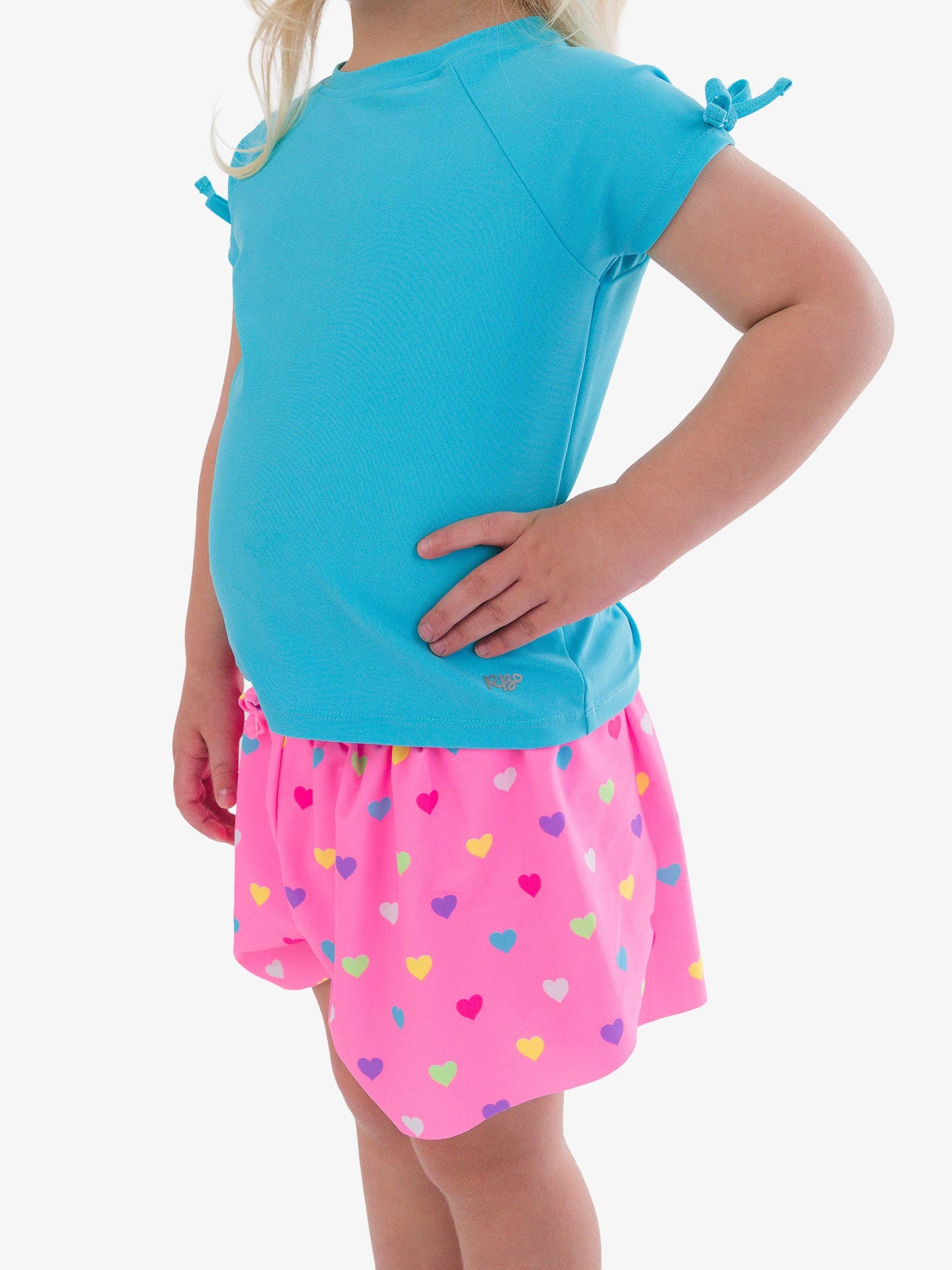 Neon Pink Colorful Hearts Active Shorts