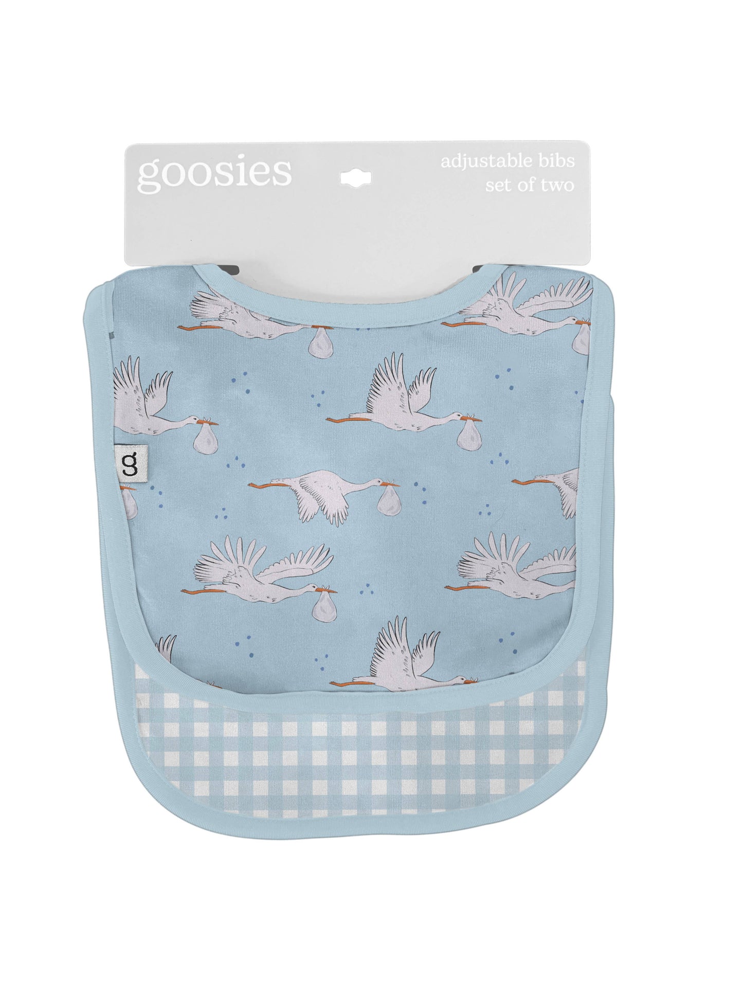 Bib Set - Blue Storks/Gingham