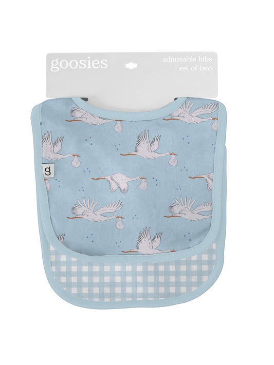 Bib Set - Blue Storks/Gingham