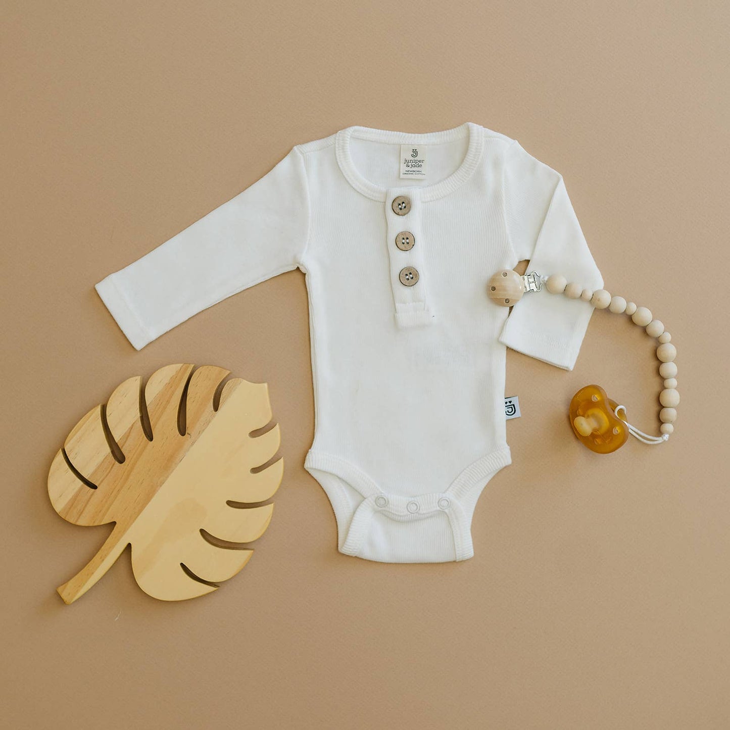 Organic 3 Button Bodysuit | Milk
