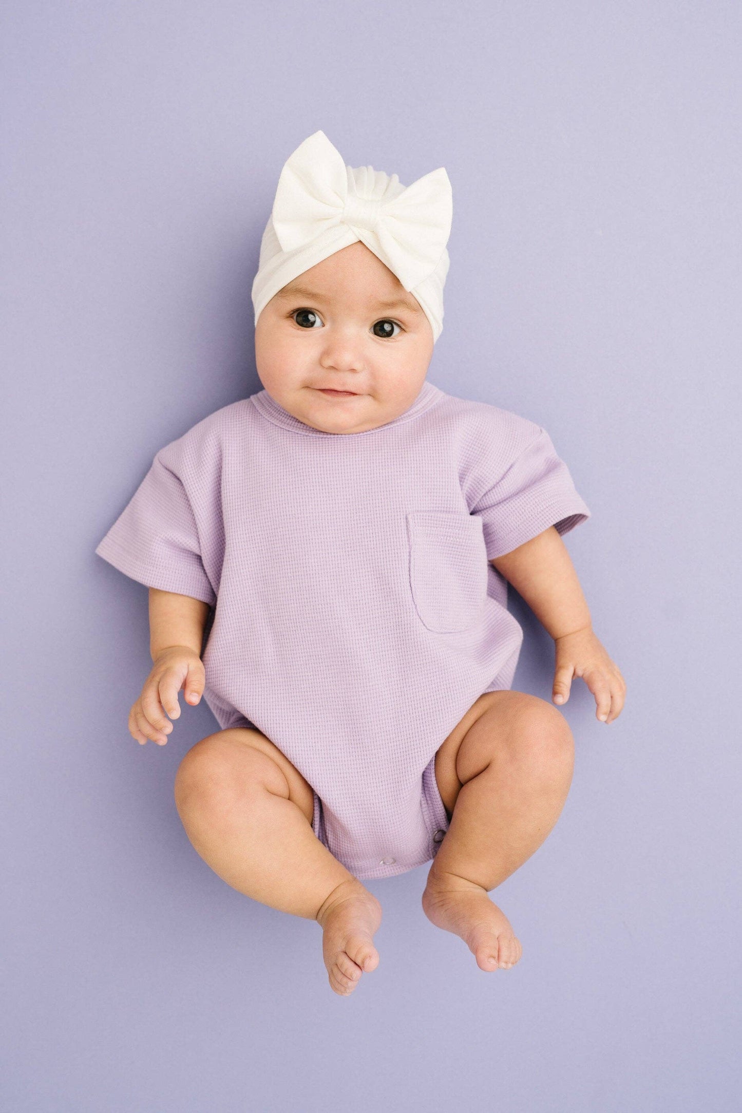Lilac Waffle Pocket Romper