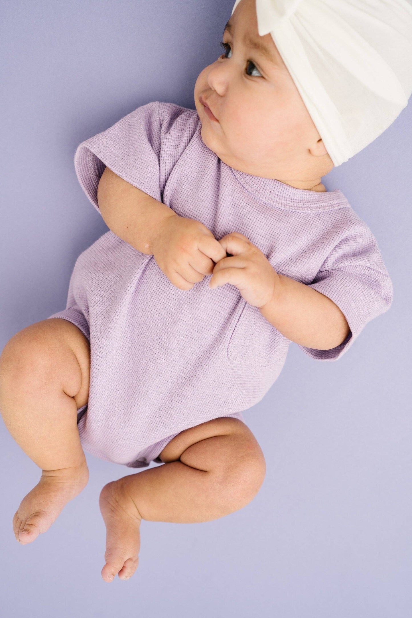 Lilac Waffle Pocket Romper