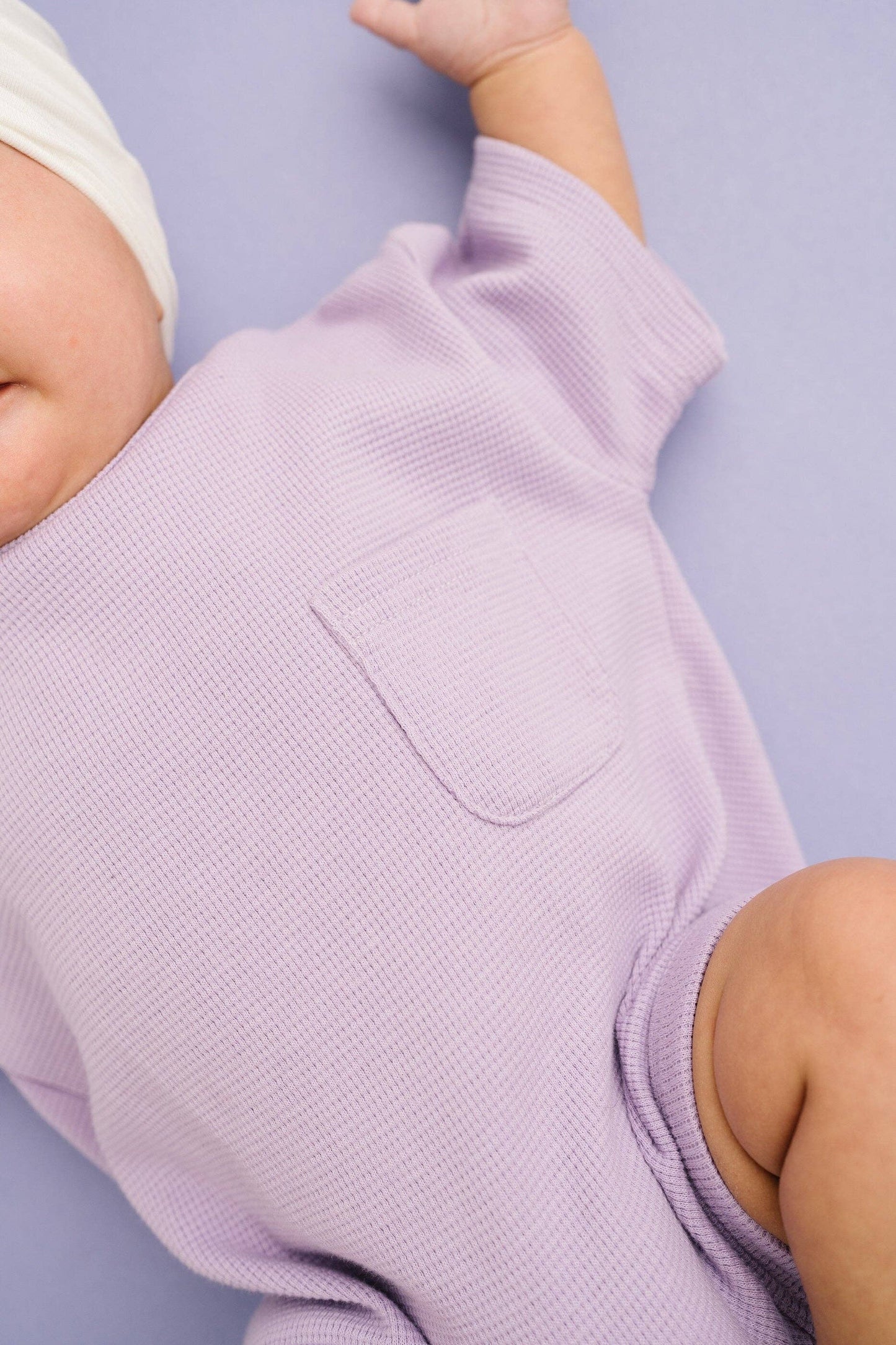 Lilac Waffle Pocket Romper