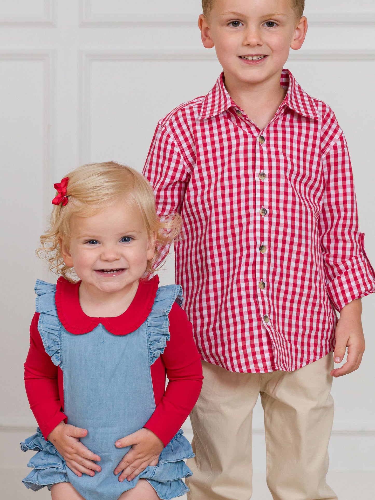 Classic Red Gingham Long Sleeve Button Down