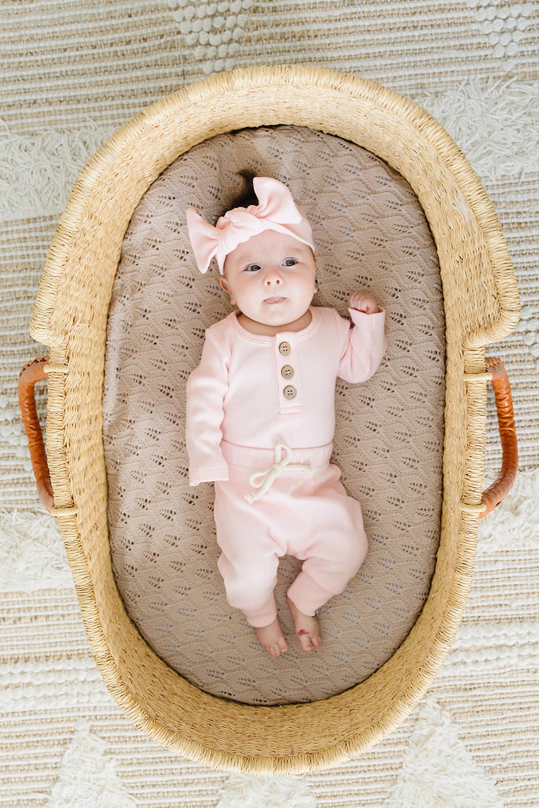 Organic 3 Button Bodysuit | Pink