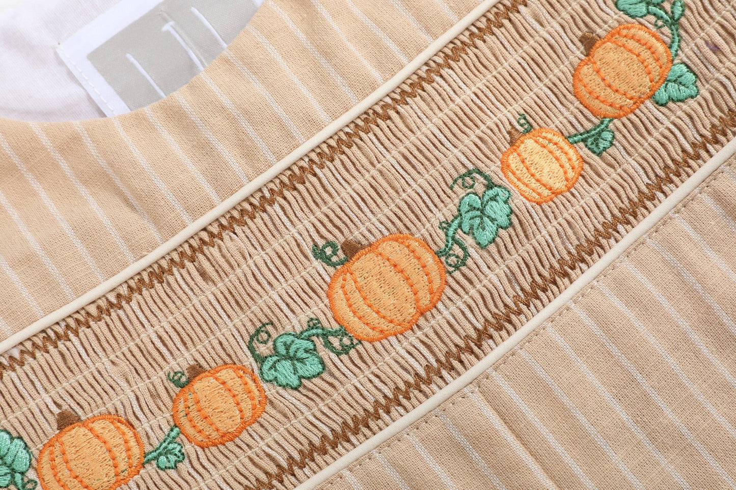 Brown Pumpkin Smocked Overalls
