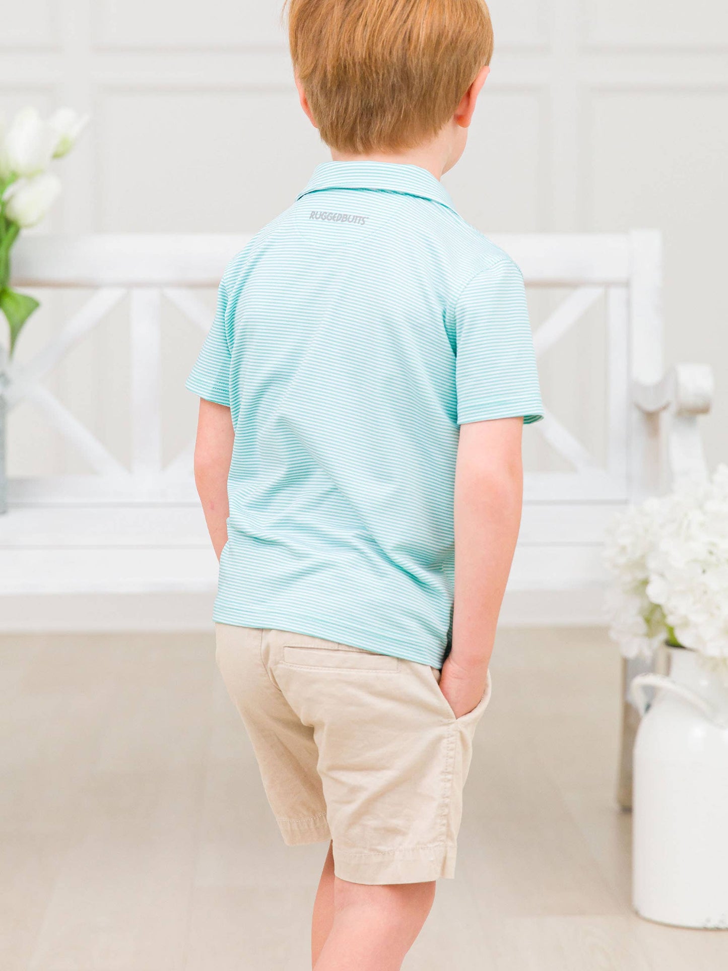 Green Micro Stripe Short Sleeve Polo