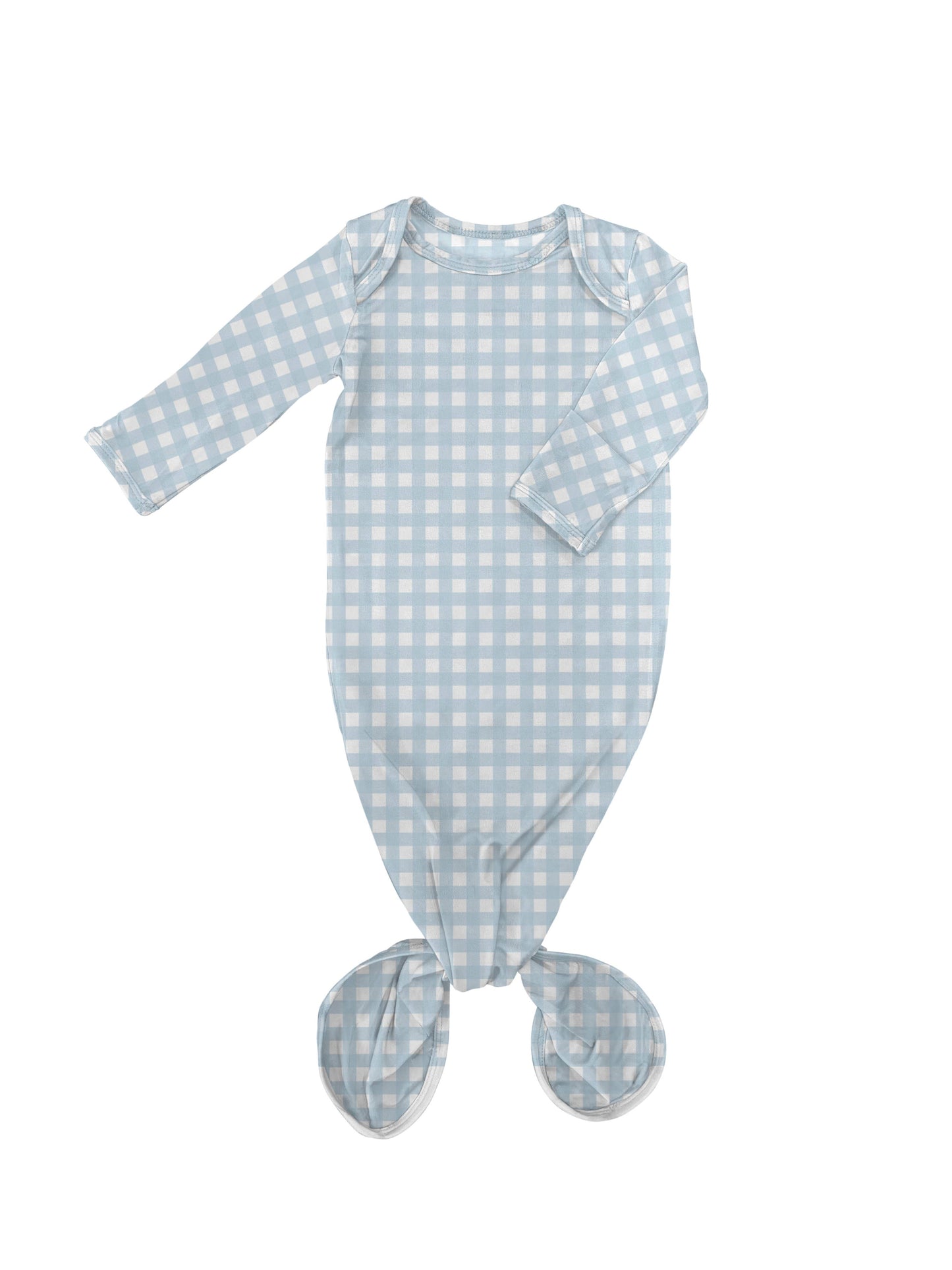 Knotted Infant Gown - Blue Gingham