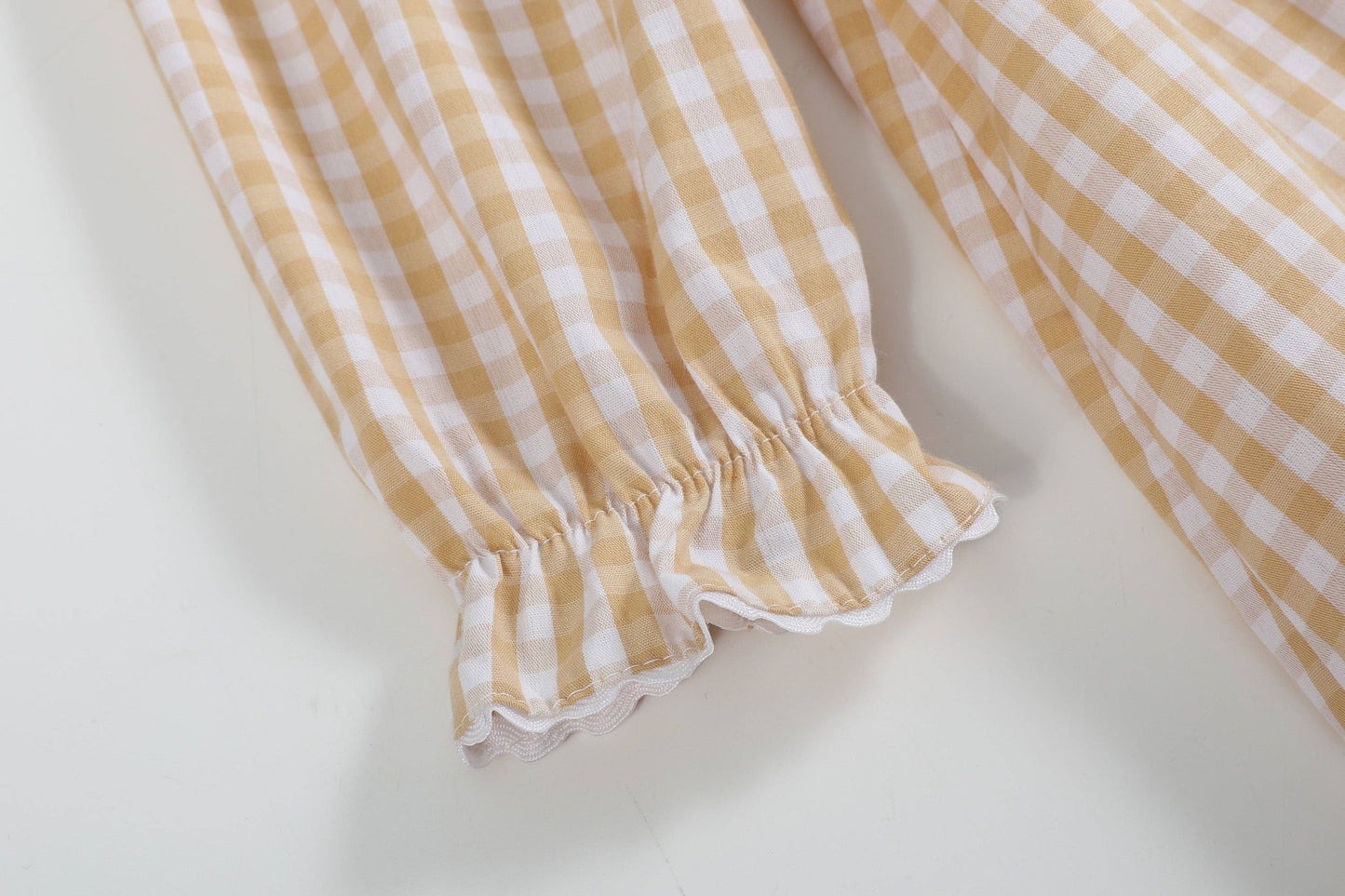 Brown Gingham Pumpkin Vine Ruffle Dress