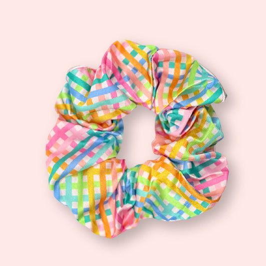 Hair Scrunchie | Blush Rainbow Cross Stitch
