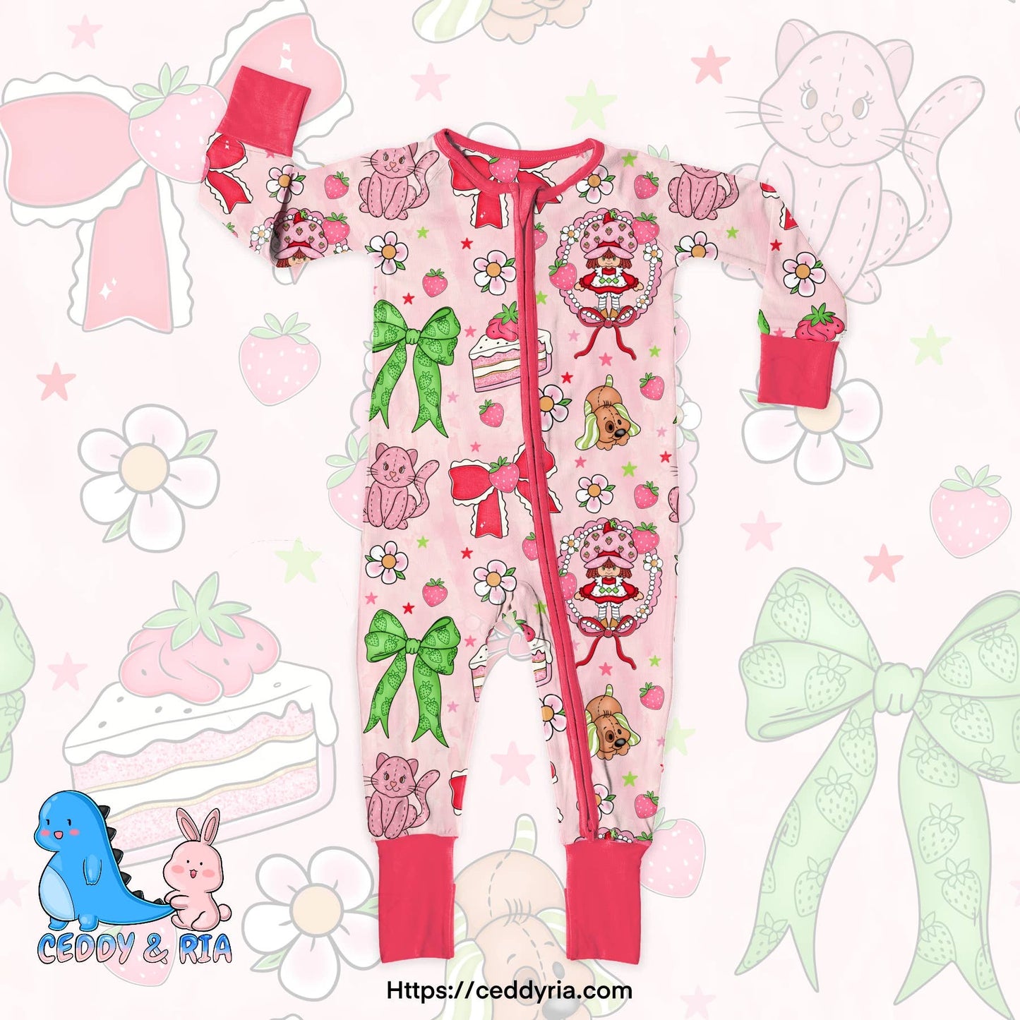 Strawberry girl bamboo convertible zippy romper