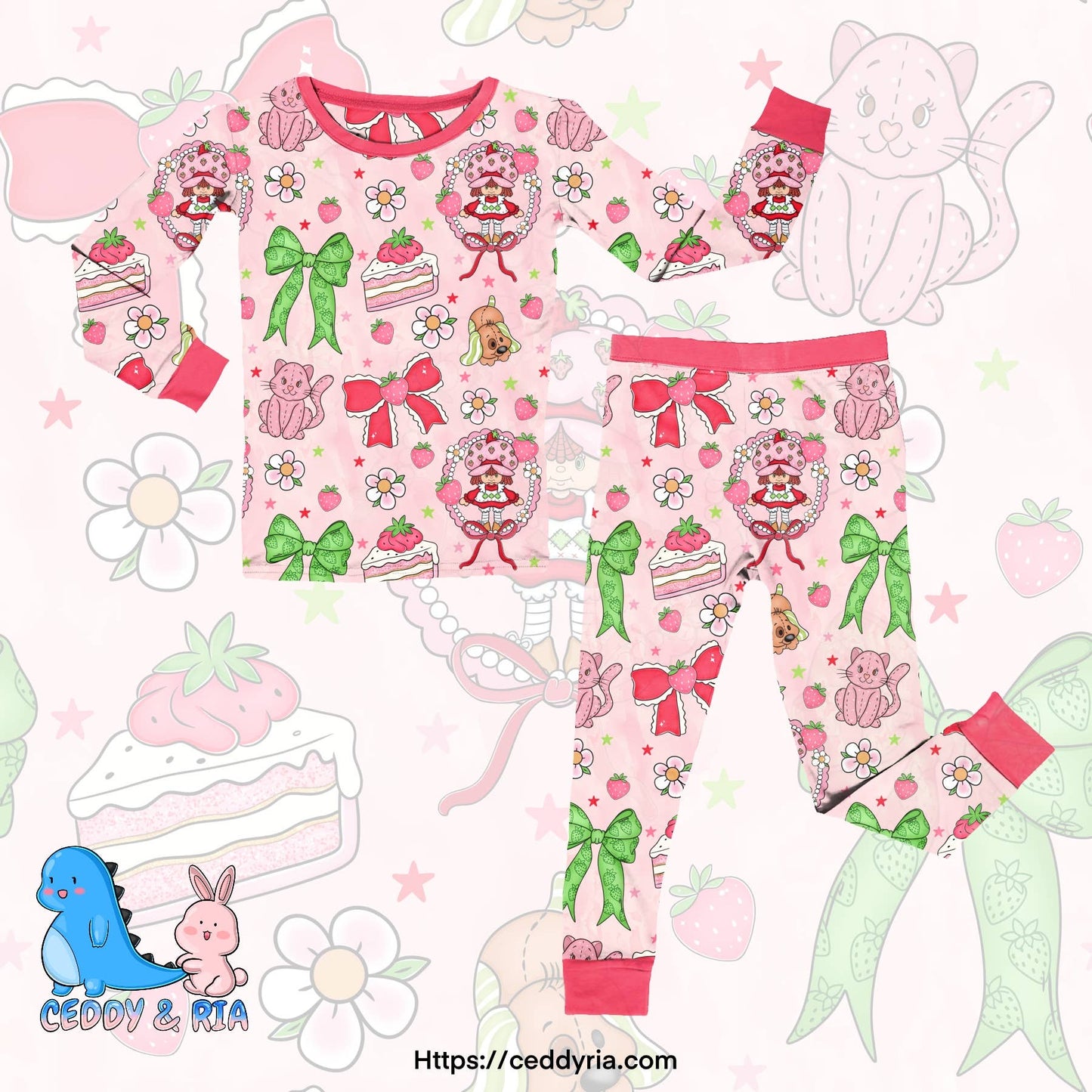 Strawberry girl bamboo 2 piece set pjs 