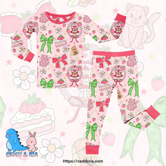 Strawberry girl bamboo 2 piece set pjs 