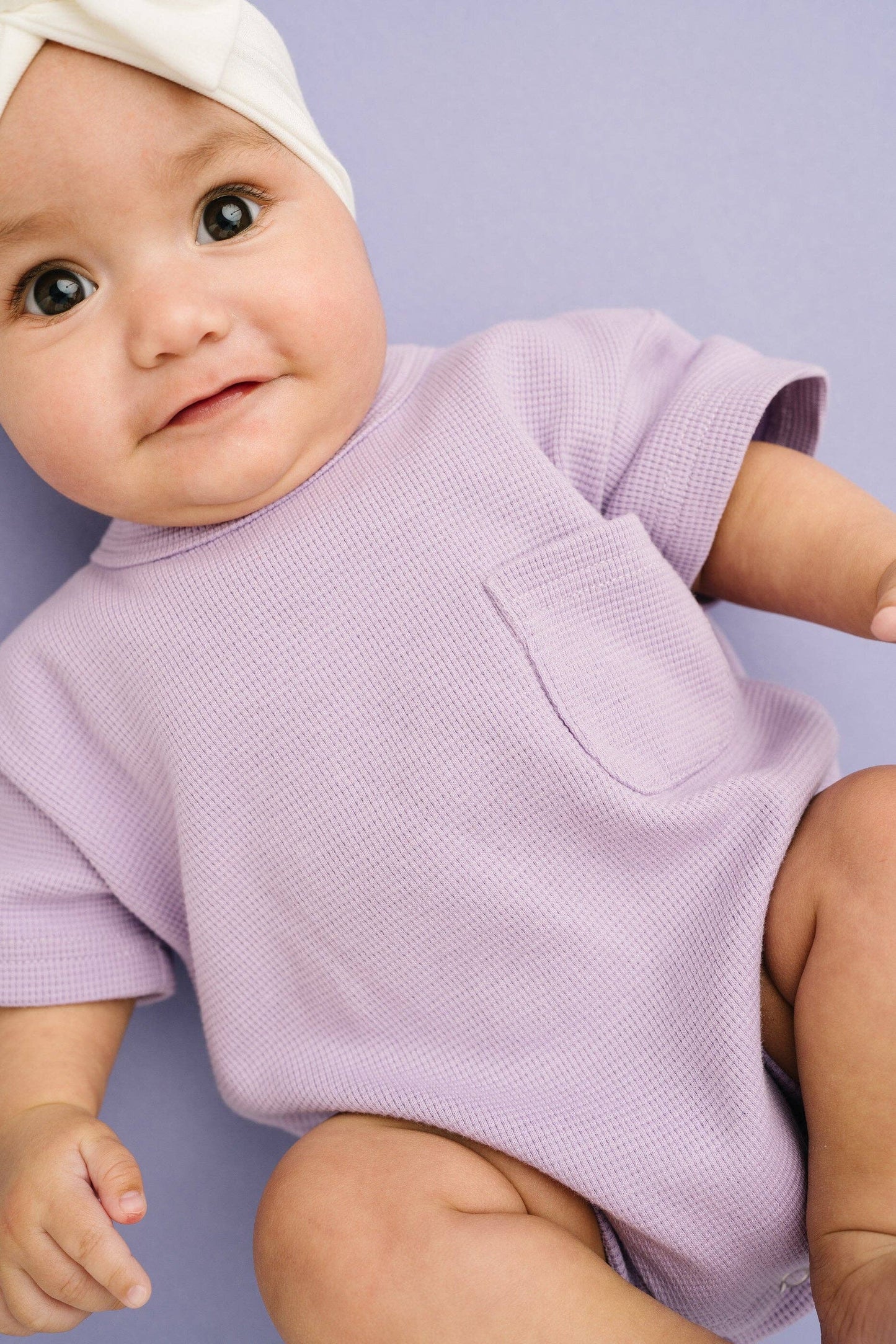 Lilac Waffle Pocket Romper