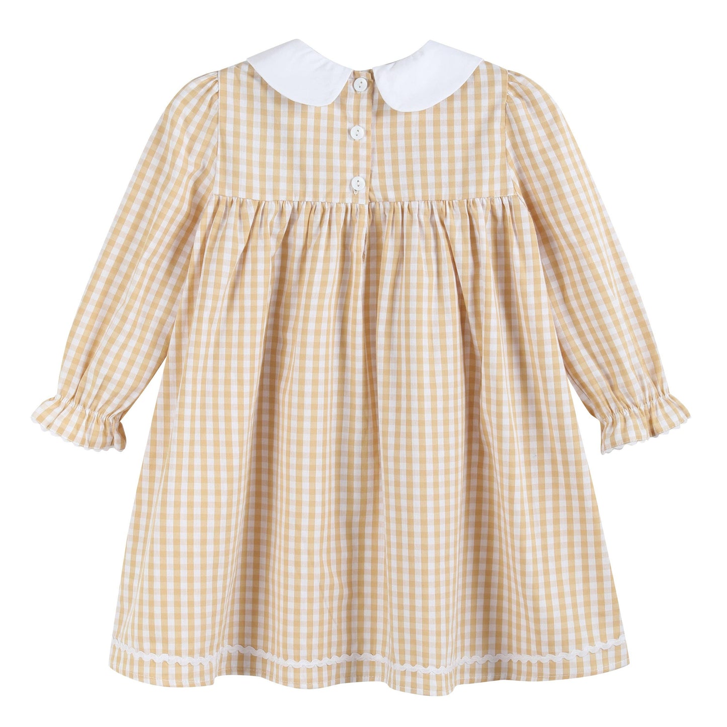 Brown Gingham Pumpkin Vine Ruffle Dress