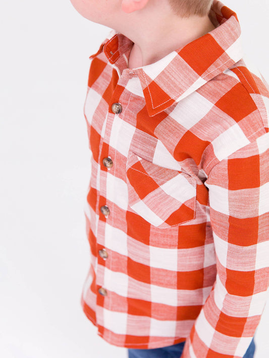 Rust Plaid Button Down