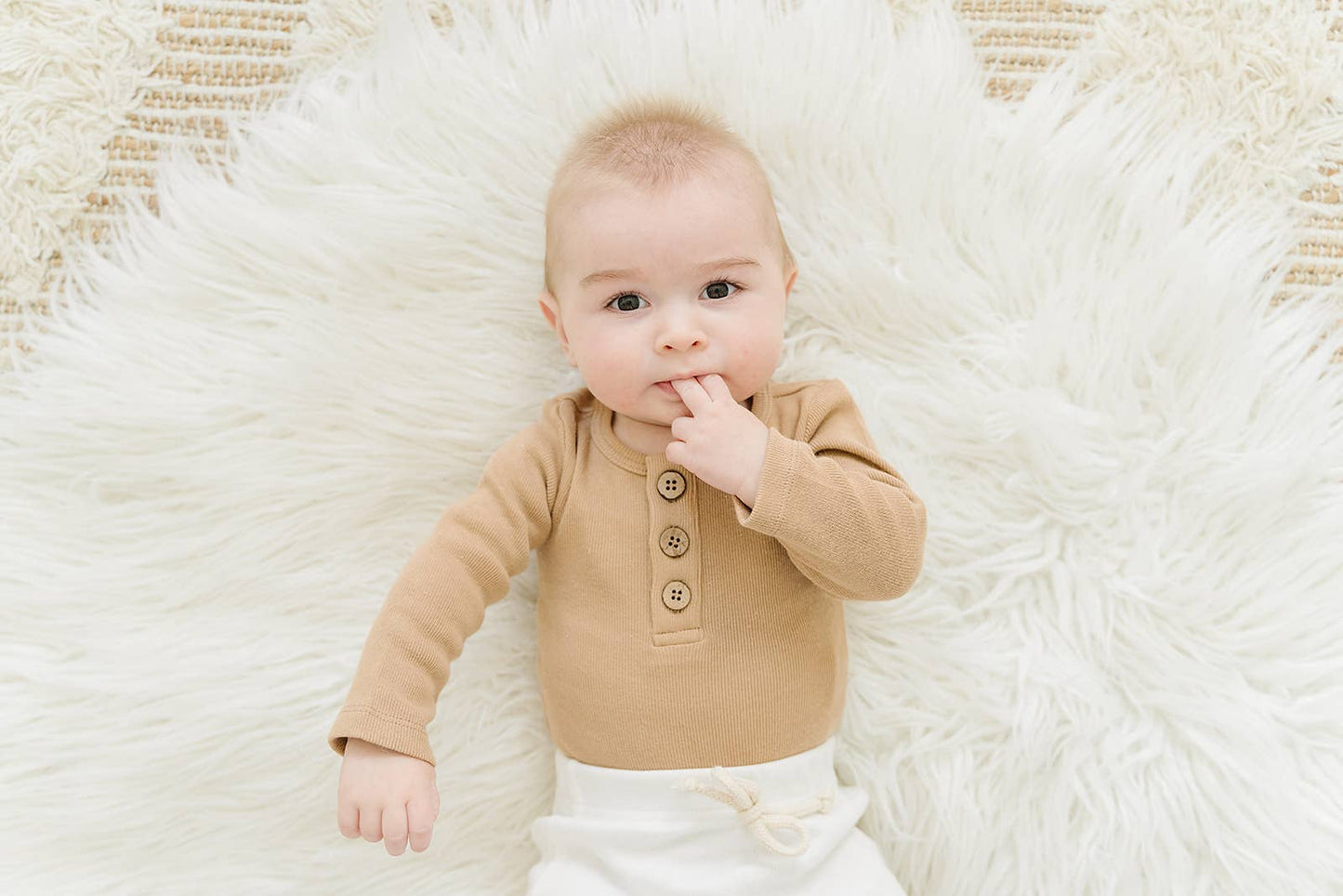 Organic 3 Button Bodysuit | Latte