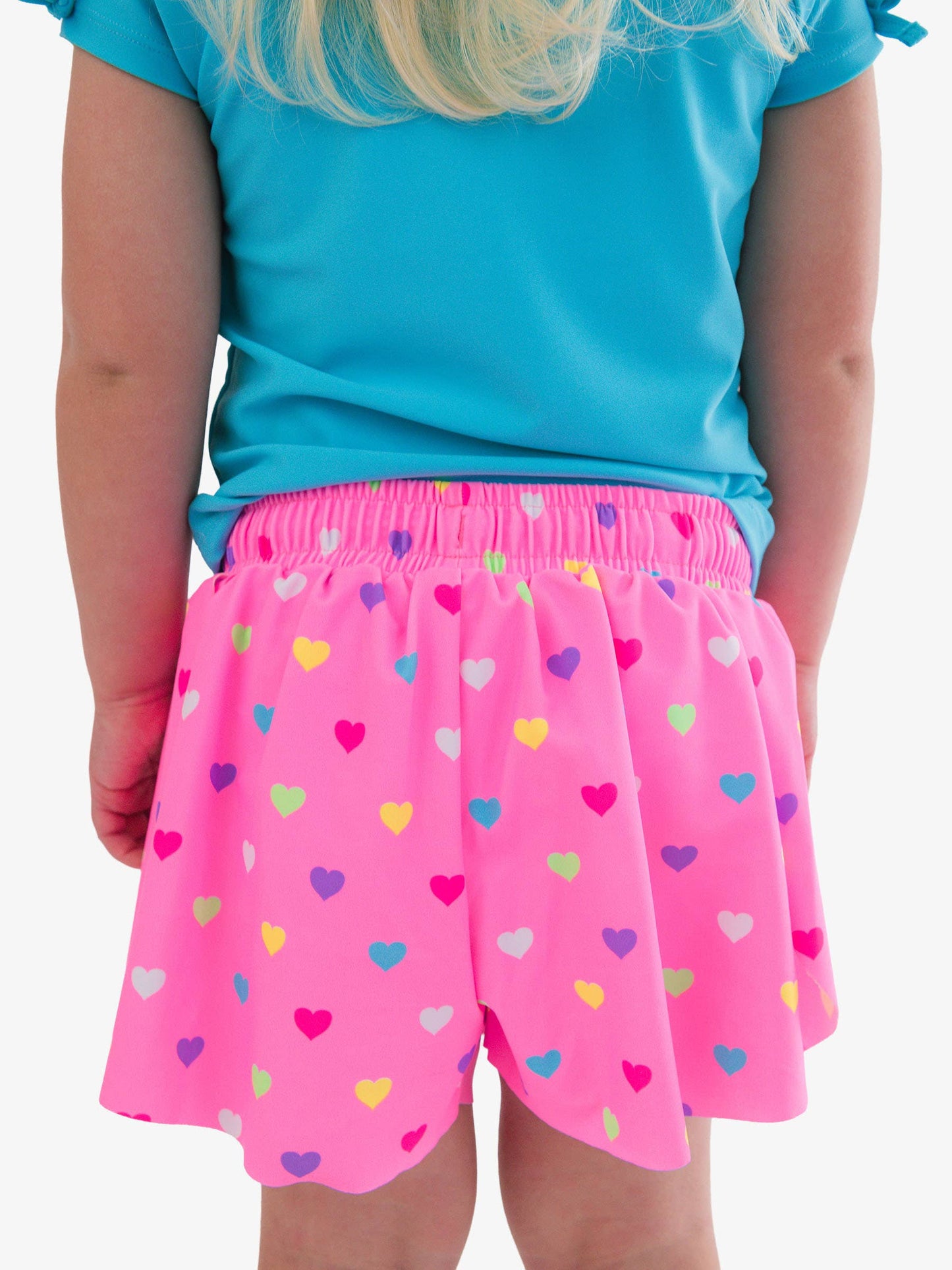 Neon Pink Colorful Hearts Active Shorts